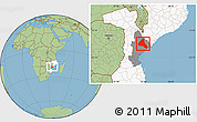 Savanna Style Location Map of Cheringoma, highlighted country, highlighted parent region