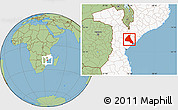 Savanna Style Location Map of Cheringoma, highlighted country