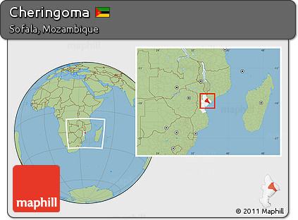 Savanna Style Location Map of Cheringoma, highlighted parent region, within the entire country