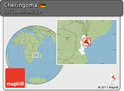 Savanna Style Location Map of Cheringoma, highlighted parent region