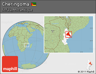 Savanna Style Location Map of Cheringoma, highlighted parent region