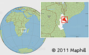 Savanna Style Location Map of Cheringoma, highlighted parent region