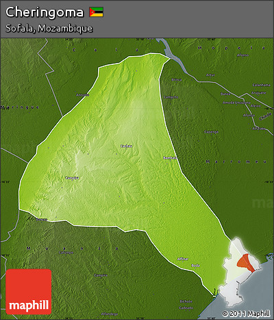 Physical Map of Cheringoma, darken