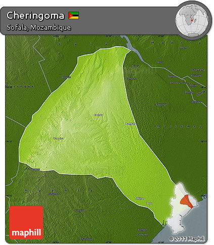 Physical Map of Cheringoma, darken