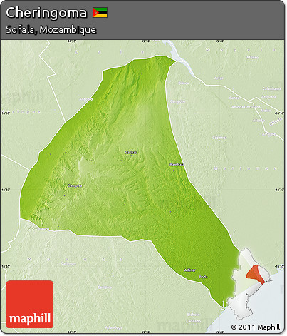 Physical Map of Cheringoma, lighten