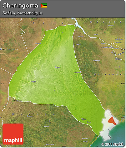 Physical Map of Cheringoma, satellite outside