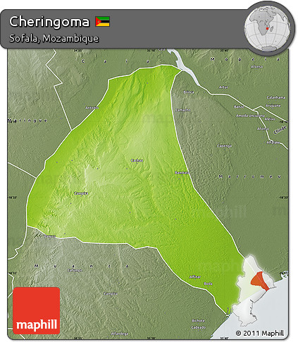 Physical Map of Cheringoma, semi-desaturated