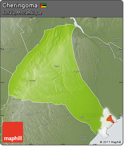 Physical Map of Cheringoma, semi-desaturated