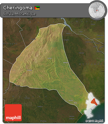 Satellite Map of Cheringoma, darken
