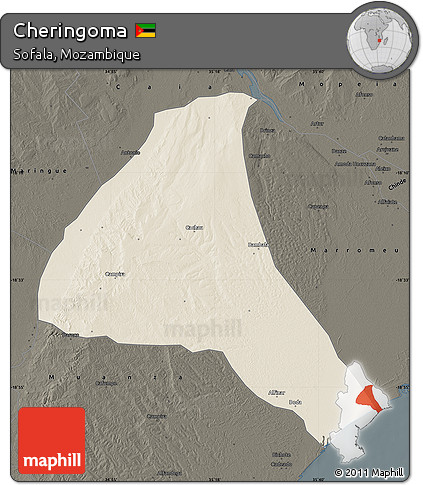 Shaded Relief Map of Cheringoma, darken