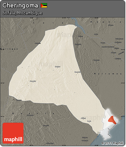 Shaded Relief Map of Cheringoma, darken