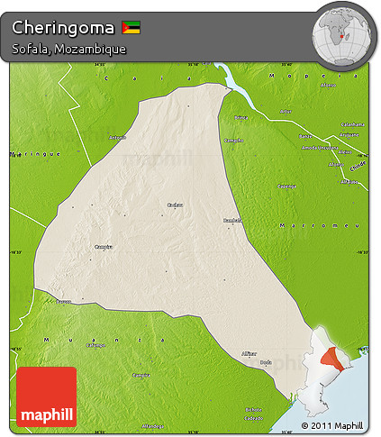 Shaded Relief Map of Cheringoma, physical outside