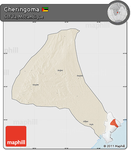 Shaded Relief Map of Cheringoma, single color outside