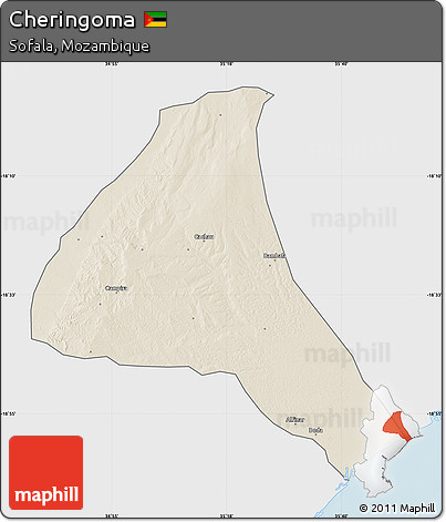 Shaded Relief Map of Cheringoma, single color outside