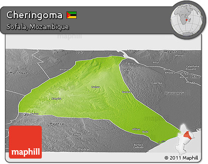 Physical Panoramic Map of Cheringoma, desaturated