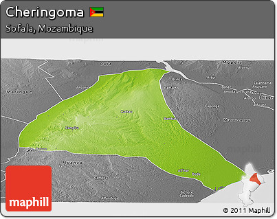 Physical Panoramic Map of Cheringoma, desaturated