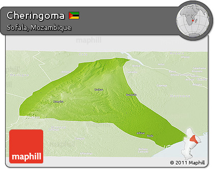 Physical Panoramic Map of Cheringoma, lighten