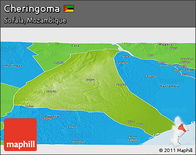 Physical Panoramic Map of Cheringoma, political outside