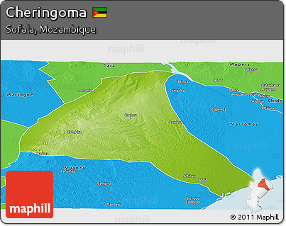 Physical Panoramic Map of Cheringoma, political outside
