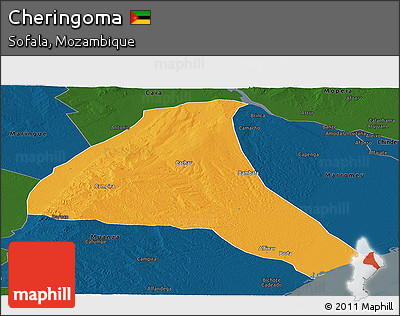 Political Panoramic Map of Cheringoma, darken
