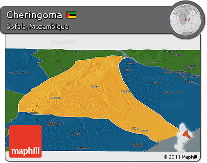 Political Panoramic Map of Cheringoma, darken