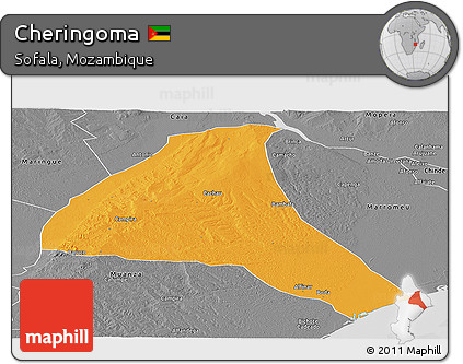 Political Panoramic Map of Cheringoma, desaturated