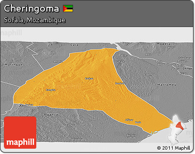 Political Panoramic Map of Cheringoma, desaturated