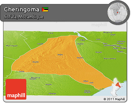 Political Panoramic Map of Cheringoma, physical outside