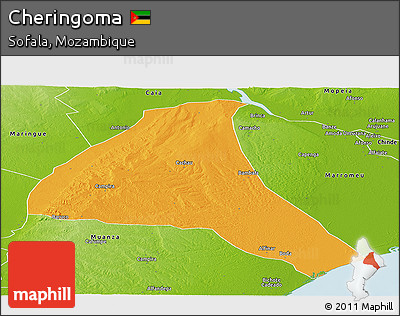 Political Panoramic Map of Cheringoma, physical outside