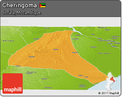 Political Panoramic Map of Cheringoma, physical outside