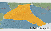 Political Panoramic Map of Cheringoma, semi-desaturated