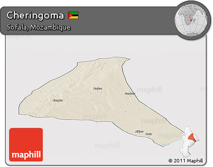 Shaded Relief Panoramic Map of Cheringoma, cropped outside