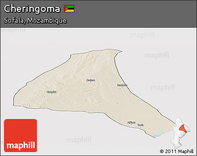 Shaded Relief Panoramic Map of Cheringoma, cropped outside