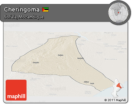 Shaded Relief Panoramic Map of Cheringoma, lighten