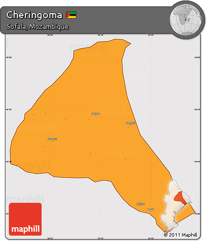 Political Simple Map of Cheringoma, cropped outside