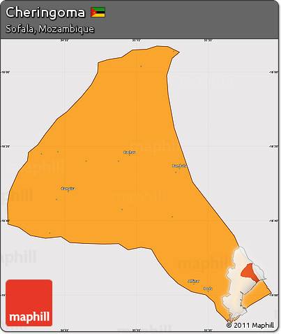 Political Simple Map of Cheringoma, cropped outside