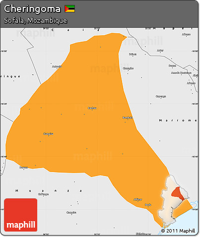 Political Simple Map of Cheringoma, single color outside, borders and labels