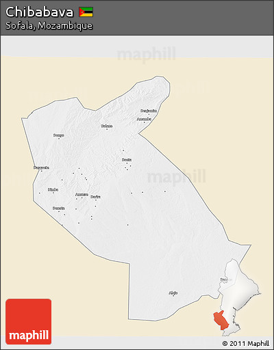 Classic Style 3D Map of Chibabava, single color outside