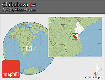 Savanna Style Location Map of Chibabava, highlighted parent region