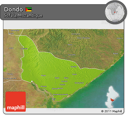 Physical 3D Map of Dondo, satellite outside