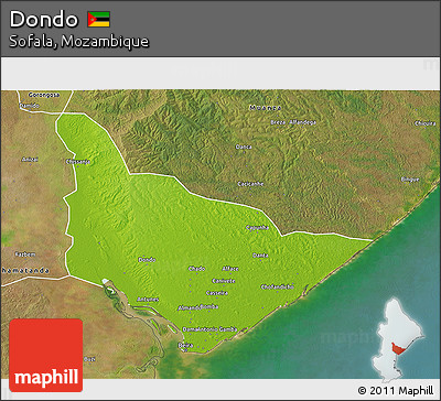 Physical 3D Map of Dondo, satellite outside