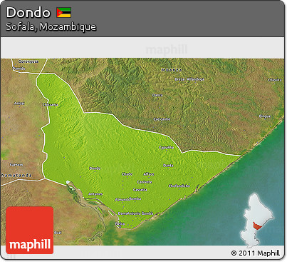 Physical 3D Map of Dondo, satellite outside