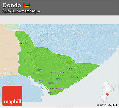 Political 3D Map of Dondo, lighten