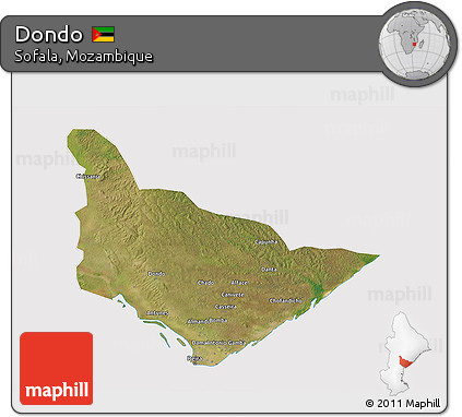 Satellite 3D Map of Dondo, cropped outside