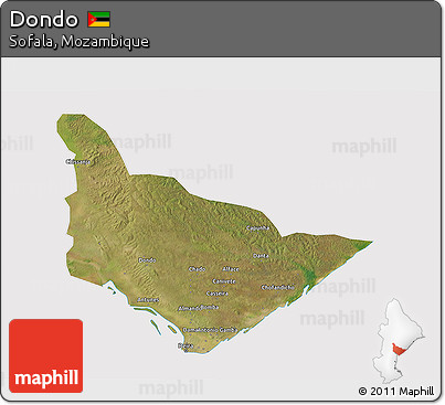 Satellite 3D Map of Dondo, cropped outside