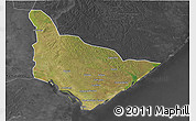 Satellite 3D Map of Dondo, darken, desaturated