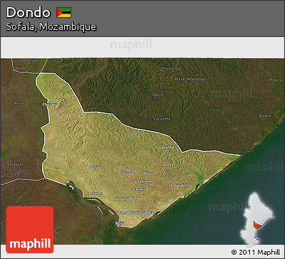 Satellite 3D Map of Dondo, darken