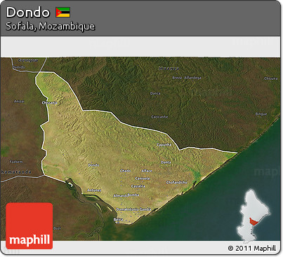 Satellite 3D Map of Dondo, darken
