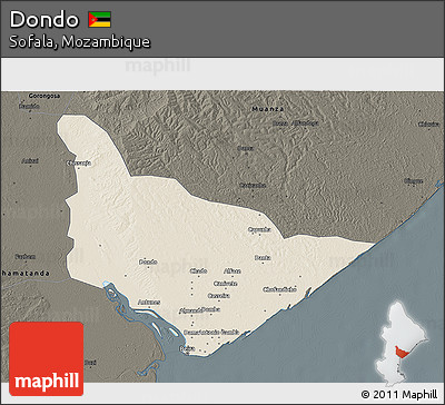 Shaded Relief 3D Map of Dondo, darken