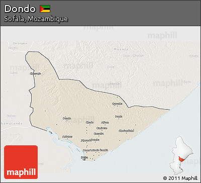 Shaded Relief 3D Map of Dondo, lighten